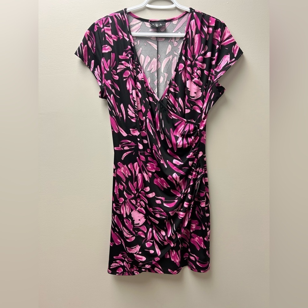 NWD Pink &‎ Black Floral Midi Dress